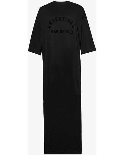 Fear Of God Logo-print Cotton-blend Maxi T-shirt Dress X - Black