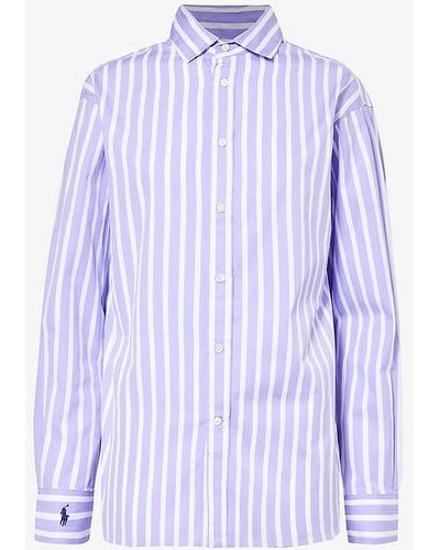 Polo Ralph Lauren Striped Box-pleat Cotton Shirt - Purple