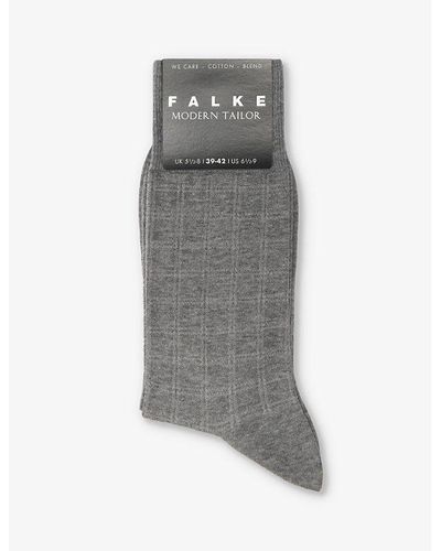 FALKE Modern Tailor Ankle-rise Cotton-blend Socks - Grey