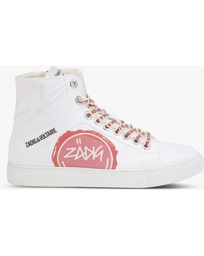 Zadig & Voltaire Flash Logo-print Leather High-top Sneakers - Multicolor