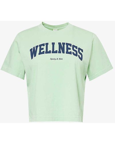 Sporty & Rich Wellness Cropped Cotton-jersey T-shirt - Green