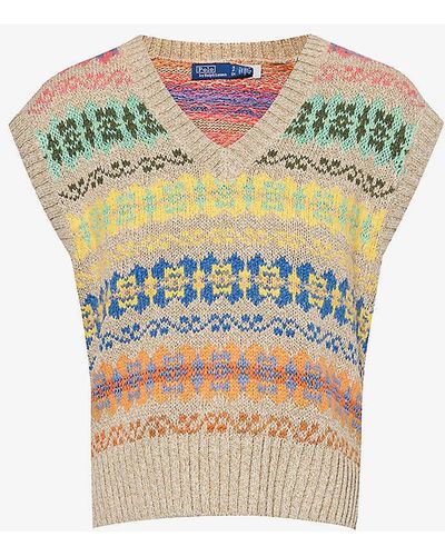 Polo Ralph Lauren Fairisle-pattern Knitted Jumper - Blue