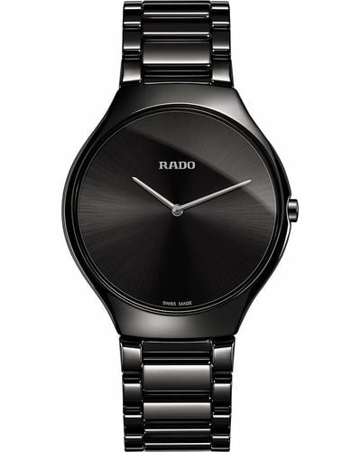 Rado Mens Black R27741182 True Thinline Ceramic Watch