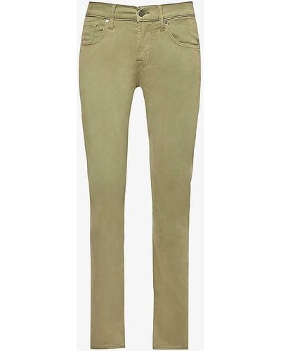 7 For All Mankind Slimmy Tapered Slim-fit Stretch Cotton-blend Trousers - Green