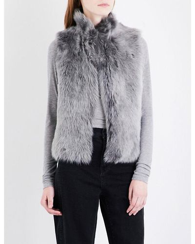 Whistles Cropped Shearling Gilet - Grey