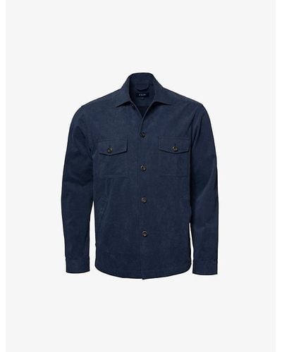 Eton Vy Blue Patch-pocket Regular-fit Cotton Shirt