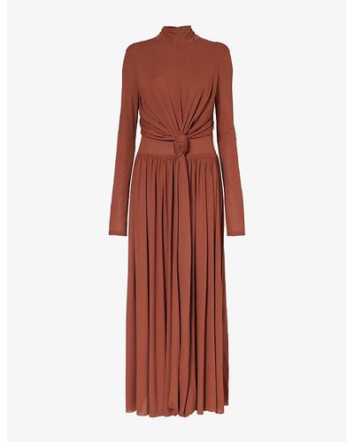 Proenza Schouler Pleated-skirt Knotted Woven Maxi Dress - Red