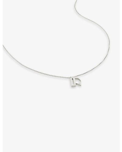 Monica Vinader R Letter-charm Recycled Sterling-silver Pendant Necklace - White