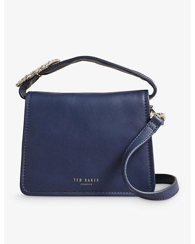 Ted Baker Emie Jewel-embellished Leather Crossbody Bag - Blue