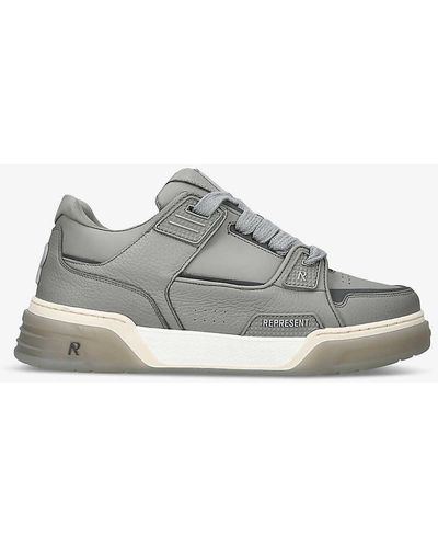 Represent Studio Panelled Leather Mid-top Trainers - Grey
