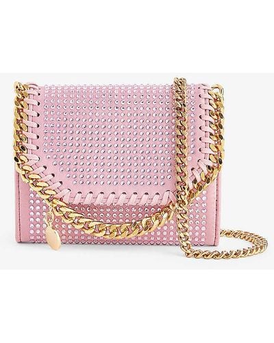 Stella McCartney Falabella Crystal-embellished Woven Shoulder Bag - Pink