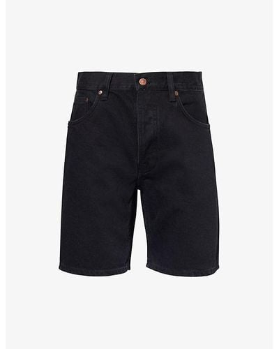 Nudie Jeans Seth Brand-patch Regular-fit Denim Shorts - Blue