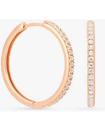Astrid & Miyu Essentials Crystal 18ct Rose- Plated Recycled Sterling-silver Small Hoops - White
