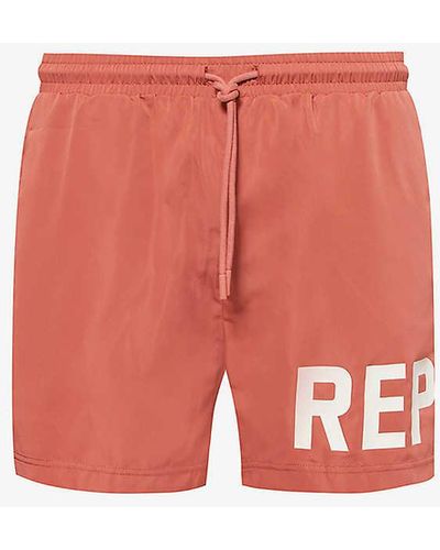 Represent Brand-print Regular-fit Swim Shorts Xx - Red