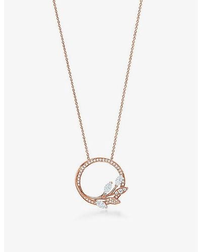 Tiffany & Co. Vine Circle Large 18ct Rose-gold And 0.70ct Brilliant- And Marquise-cut Diamond Pendant Necklace - White