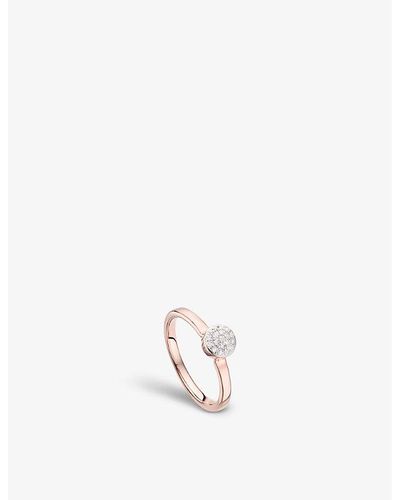 Monica Vinader Fiji Mini Button 18ct Recycled Rose -plated Vermeil Sterling-silver And 0.051ct Diamond Ring - Metallic