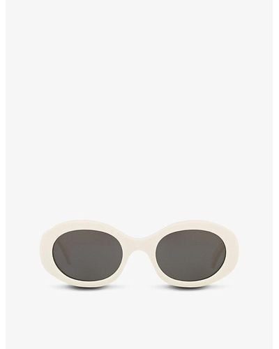 Celine Cl40194u Oval-frame Acetate Sunglasses - Metallic