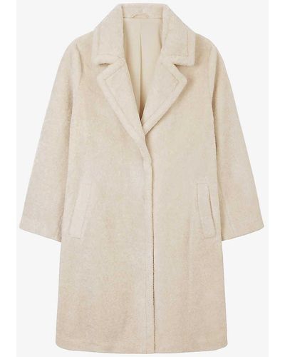 The White Company Oversized-collar Regular-fit Faux-fur Coat - Natural