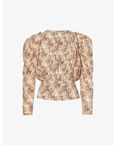 Isabel Marant Zarga Abstract-pattern Stretch-silk Top - White