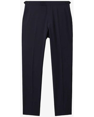 Reiss Vy Hope Modern-fit Mid-rise Wool-blend Trousers - Blue