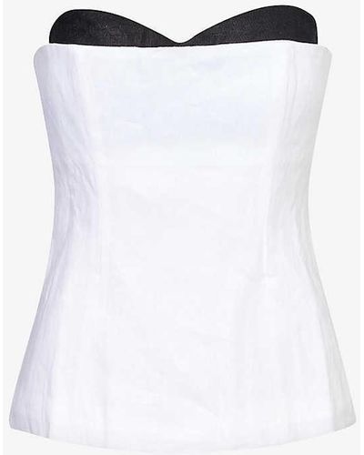 Reformation Ayda Sweetheart-neck Linen Top - White