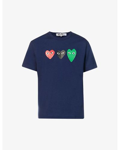COMME DES GARÇONS PLAY Heart-print Cotton-jersey T-shirt X - Blue