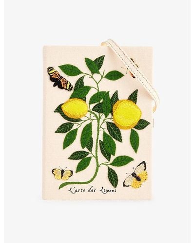 Olympia Le-Tan Cre Lemons And Butterflies Cotton-blend Clutch - Multicolor