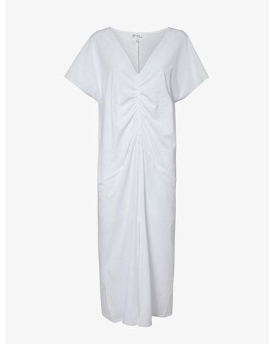 Skin Cariana V-neck Organic-cotton Midi Dress - White