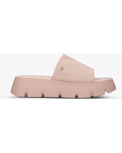 Carvela Kurt Geiger Valiant Logo-print Woven Flatform Sandals - Pink
