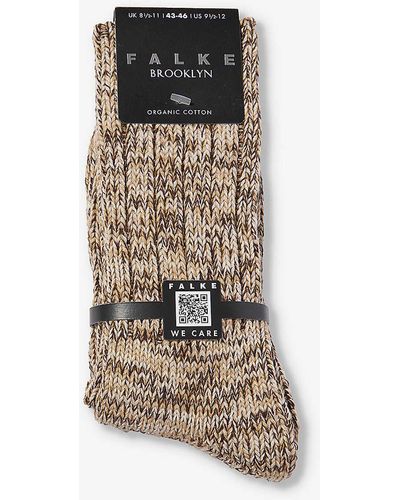 FALKE Brooklyn Cable Knit Stretch-organic-cotton Blend Socks - Multicolour