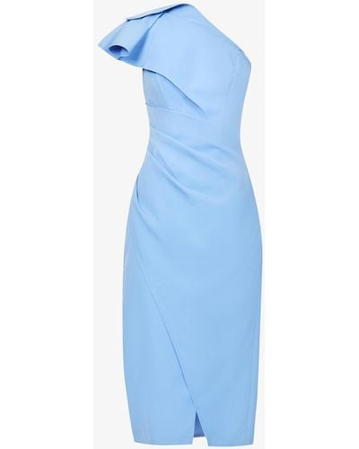 Chi Chi London One-shoulder Woven Midi Dress - Blue