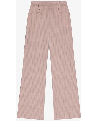Maje High-rise Wide-leg Stretch-wool Trousers - Pink