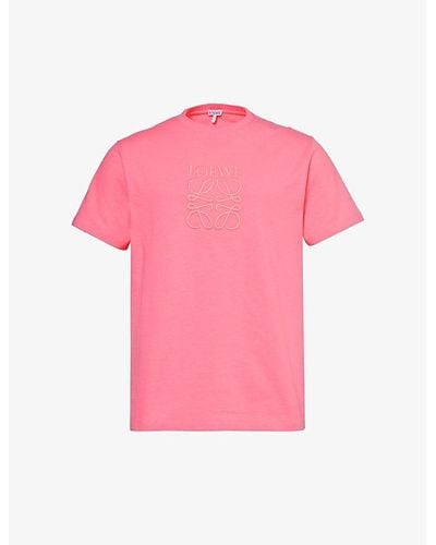 Loewe Anagram-embroidered Relaxed-fit Cotton-jersey T-shirt X - Pink