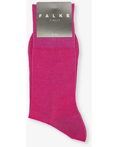 FALKE Tiago Logo-print Organic-cotton Blend Knitted Socks - Pink