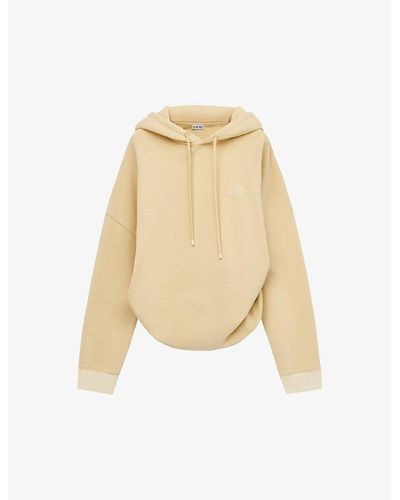 Loewe Anagram-embroidered Draped Cotton-jersey Hoody - Natural