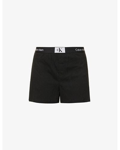 Calvin Klein 1996 Brand-patch Recycled Cotton-blend Sleep Shorts - Black