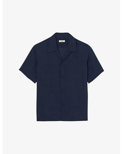 Sandro Shark Short-sleeve Regular-fit Woven Shirt - Blue