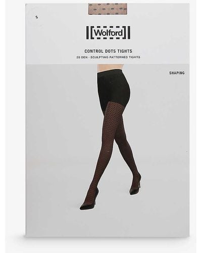 Wolford Control Dot-pattern High-rise Stretch-woven Tight - White