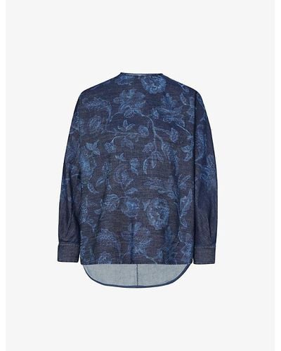 Weekend by Maxmara Albio Floral-pattern Denim Shirt - Blue