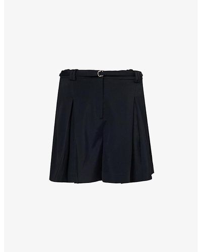 Another Tomorrow Wide-leg High-rise Stretch-woven Shorts - Black