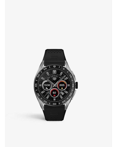 Tag Heuer Black And Silver Sbr8a10.bt6259 Connected Stainless Steel Rubber Fitness Watch, Size: