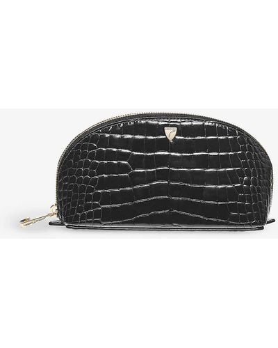 Aspinal of London Madison Signature-hardware Textured-leather Cosmetic Case - Black