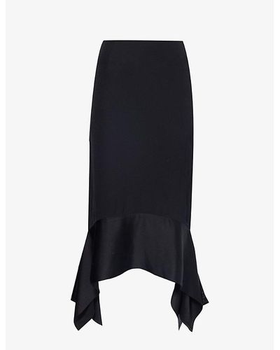 Totême High-rise Asymmetric-hem Woven Midi Skirt - Black