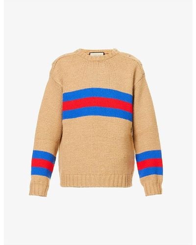 Burberry striped logo intarsia mohair wool store blend sweater