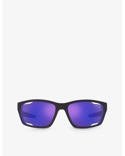 Prada Linea Rossa Ps 04ys Rectangular-frame Acetate Sunglasses - Purple
