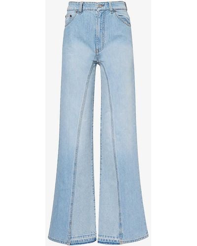 Victoria Beckham Faded-wash Flared-leg High-rise Jeans - Blue
