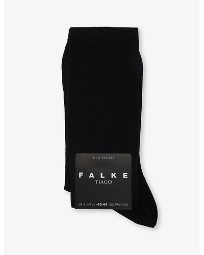 FALKE Tiago Ribbed Stretch-organic Cotton-blend Crew Socks - Black