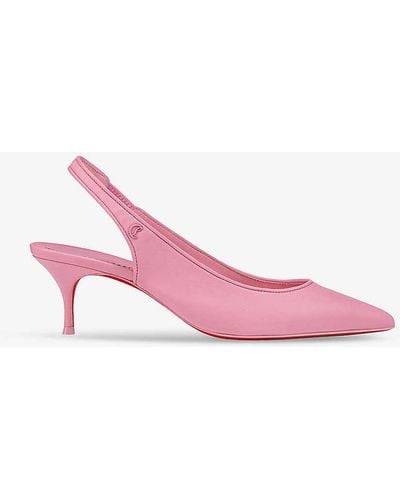 Christian Louboutin Sporty Kate Sling 55 Leather Heeled Courts - Pink