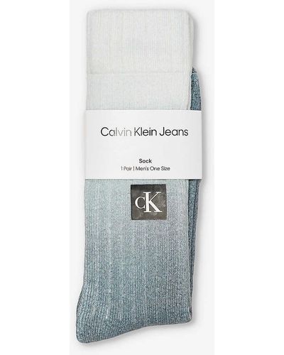 Calvin Klein Brand-patch Gradient Cotton-blend Socks - White