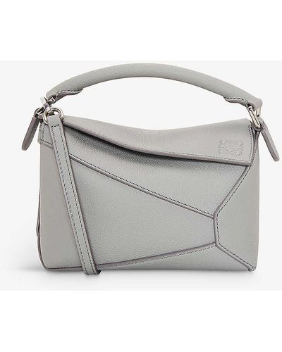 Loewe Puzzle Edge Mini Leather Cross-body Bag - Grey